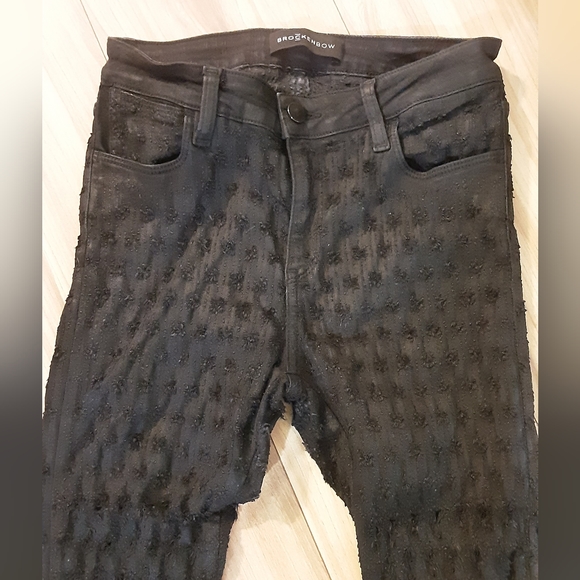 Brockenbow Emma Black Skinny Medium Waist A Wax Honeycomb Textured  Stretch Jean - Picture 3 of 15